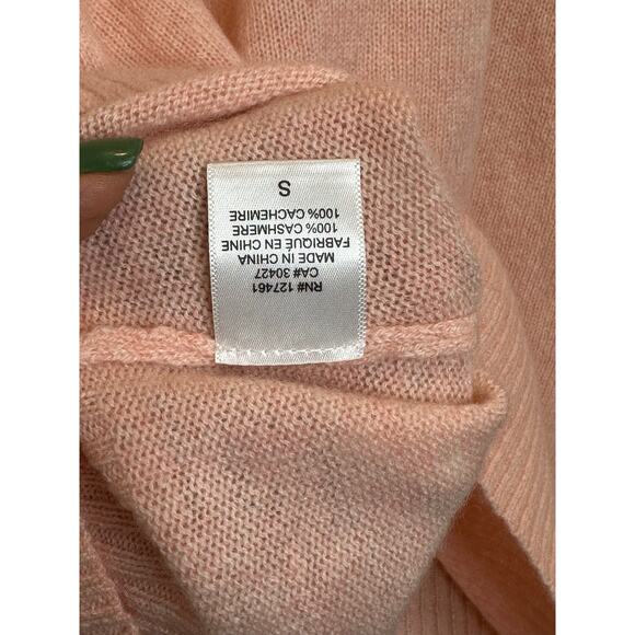 Rare Wildfox "shhh" embroidered 100% cashmere v-neck sweater pink coral size S - Picture 9 of 10